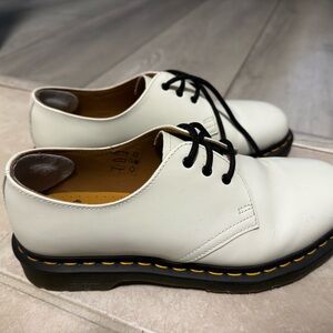 Dr. Martens White Leather Oxfords with Black Laces